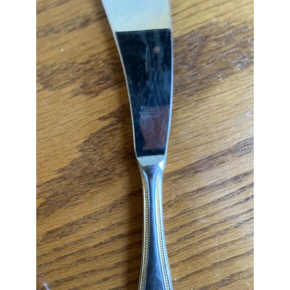 Towle Beaded Antique Gold Satin 18/8 Stainless GERMANY Flatware Lg Serving Set - Picture 4 of 4